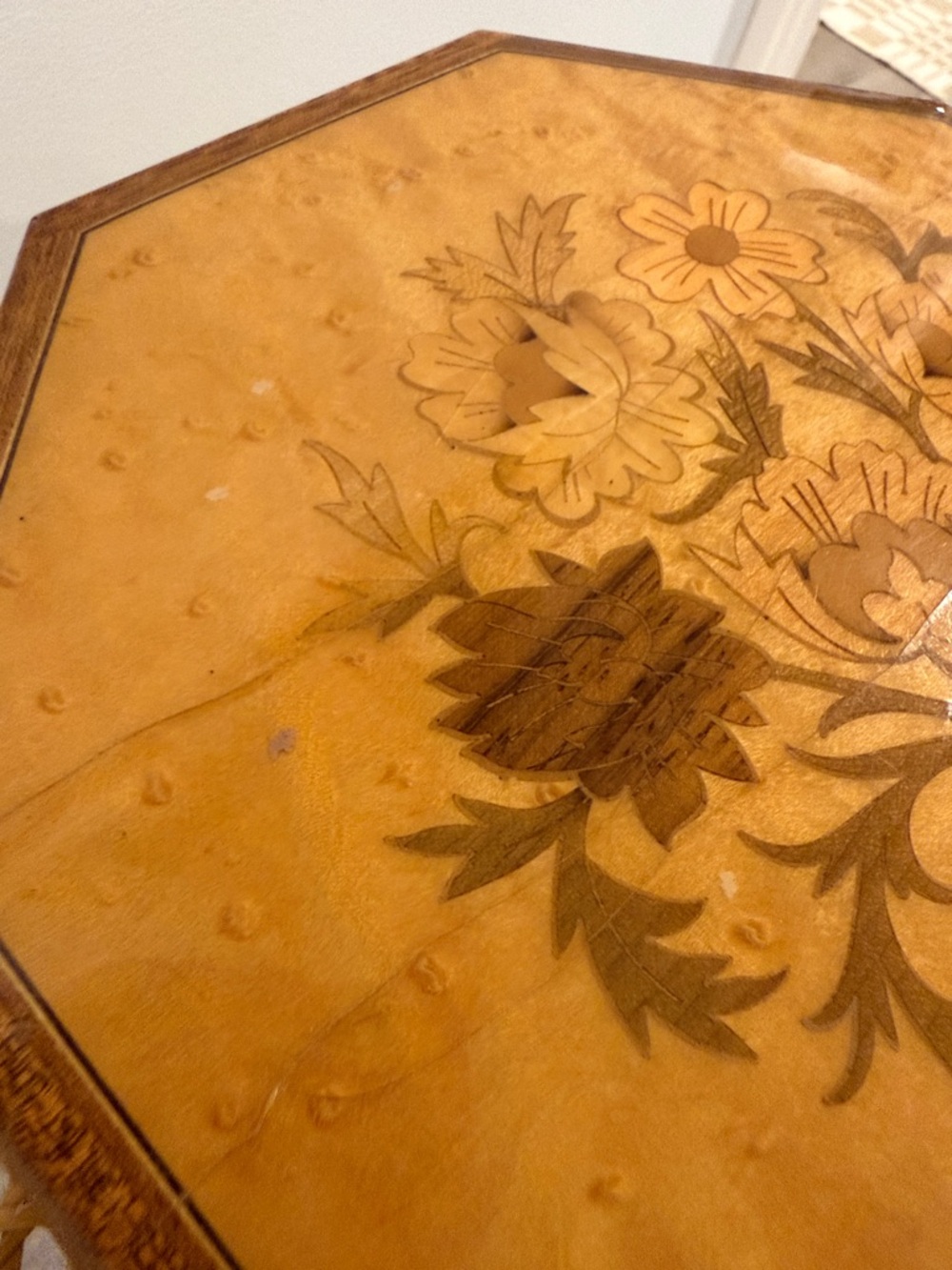 Vintage Burl Floral Inlay Wood Jewelry Music Box - Picture 5 of 8